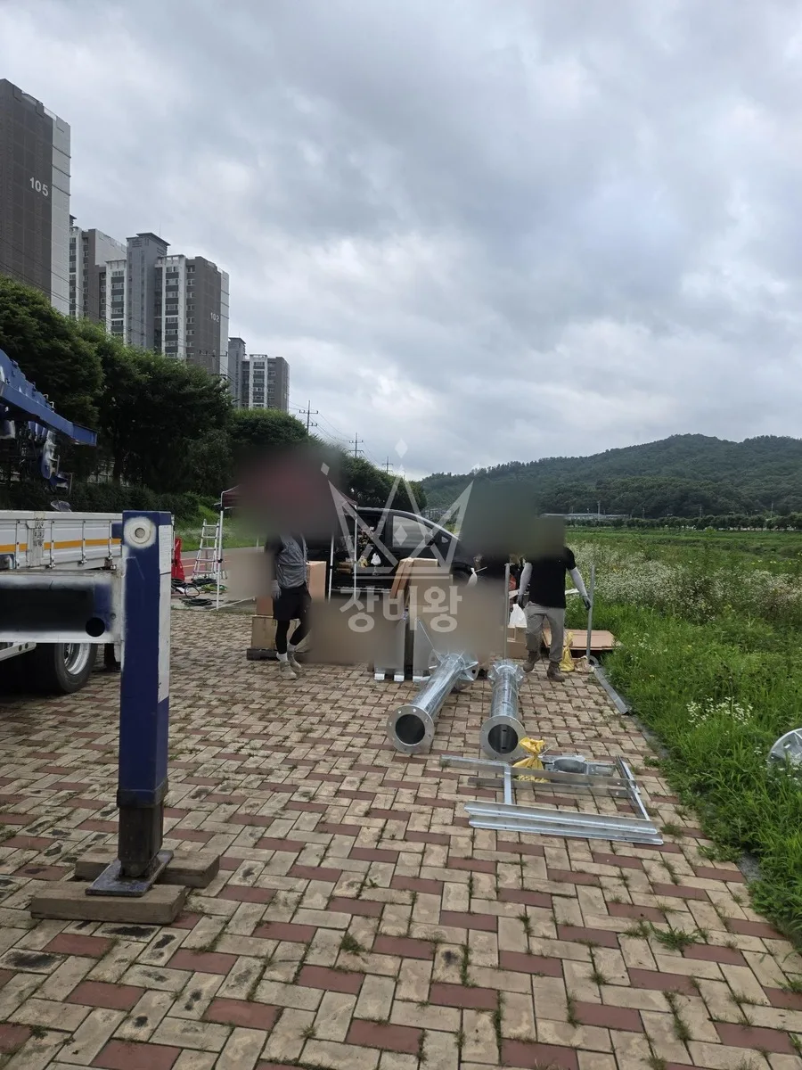 제주 제주시 애월읍 고내리 크레인 에어컨 실외기 작업 현장